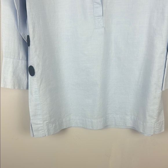 Zara Basic Light Blue Long Sleeve Black Button Details Classic Blouse Size XS - Picture 10 of 12